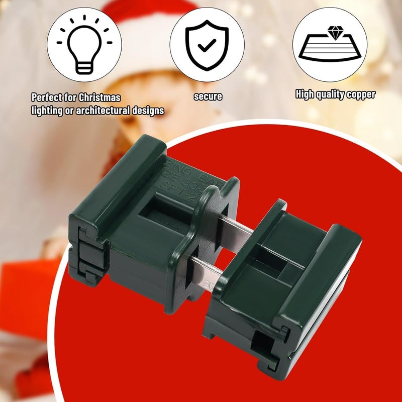 TTQ 32PCS SPT-2 Christmas Female and Male Slip Plug Electrical_Vampire Plugs Zip Plugs Green Gilbert Plug for Christmas Holiday Lighting,16 Female and 16 Male - Image 3